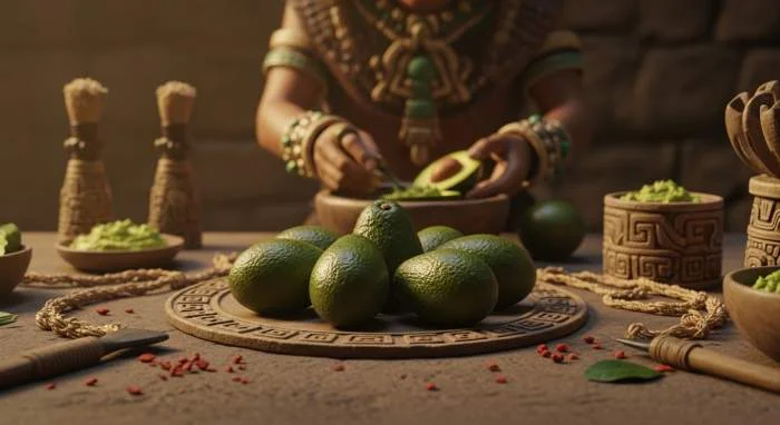 Avocado tagliato a metà con polpa verde, ingrediente principale della salsa guacamole