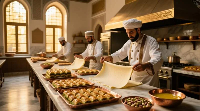 Baklava preparata nelle cucine del palazzo ottomano
