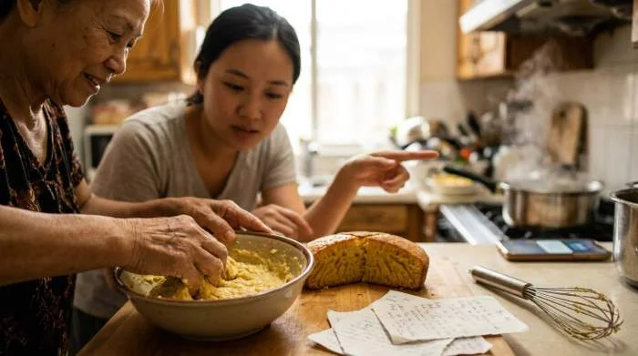 Bánh bò nướng preparato secondo tradizioni familiari vietnamite
