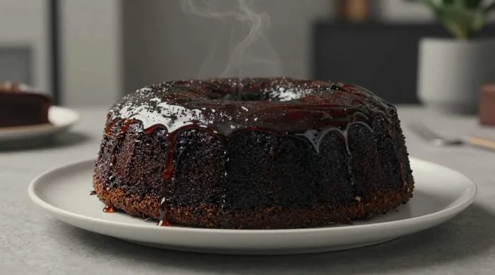 Interpretazione moderna del black cake caraibico, con ingredienti tradizionali che richiamano la sua storia coloniale di resistenza e orgoglio