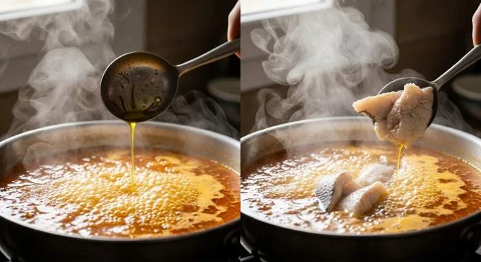 Bouillabaisse preparata con tecnica di ebollizione controllata