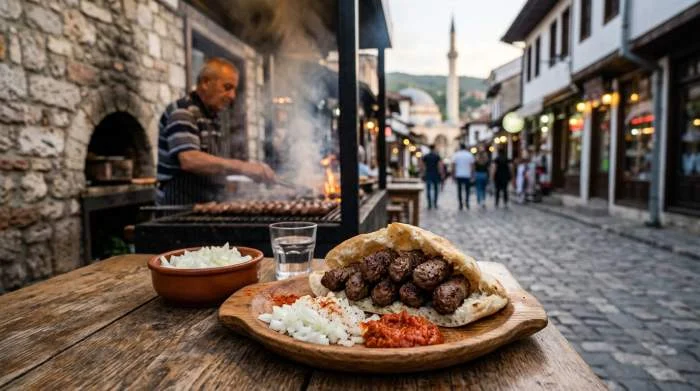 Ćevapi piccoli e speziati secondo la tradizione locale di Prizren in Kosovo