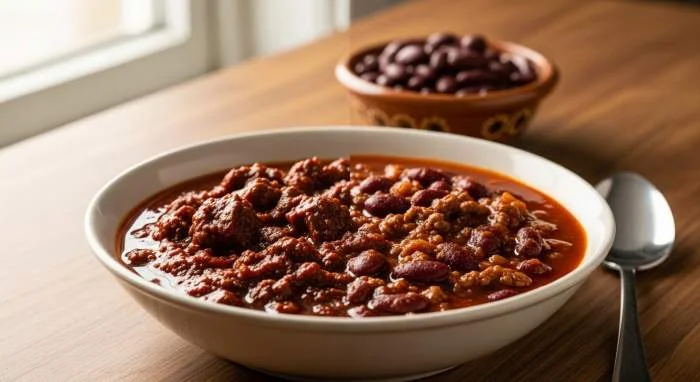 Due piatti di chili: versione texana con fagioli e senza fagioli a confronto