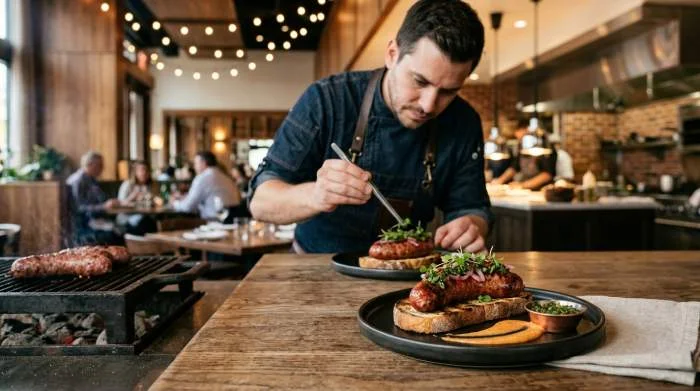 Choripán gourmet reinterpretato nell'alta cucina contemporanea