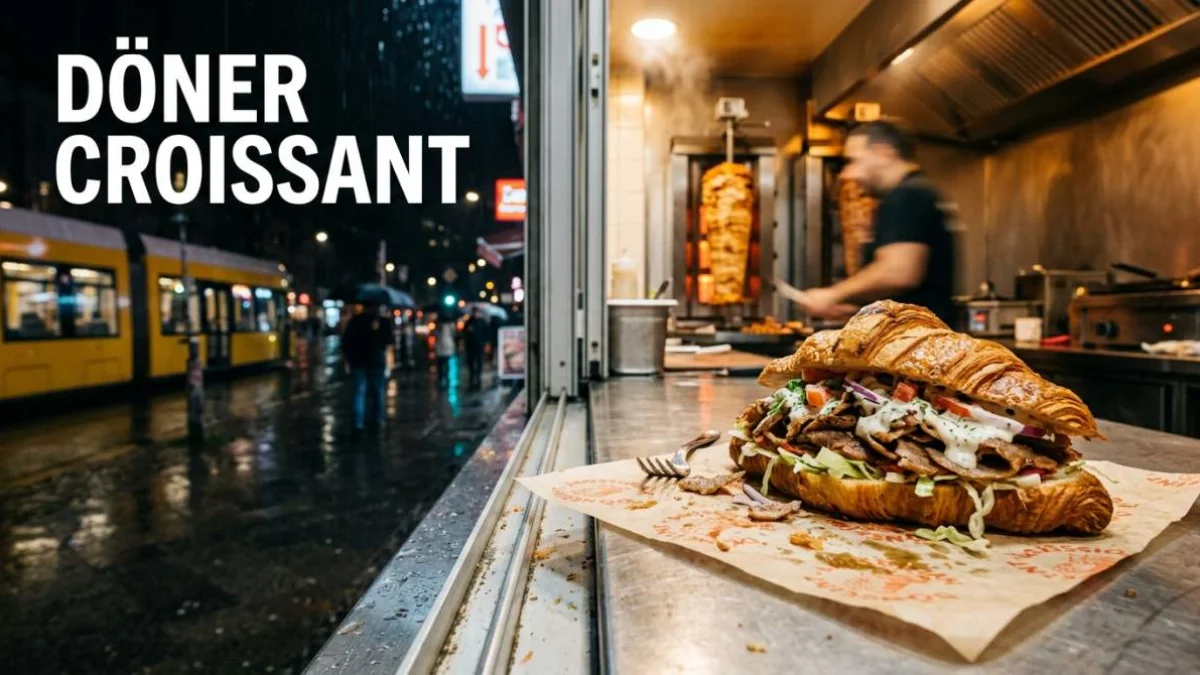 Döner Croissant con croissant sfogliato ripieno di carne döner verdure fresche e salsa cremosa