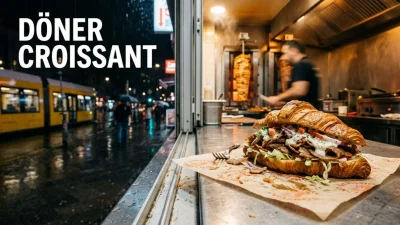Döner Croissant con croissant sfogliato ripieno di carne döner verdure fresche e salsa cremosa