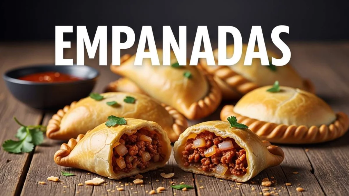 Empanadas dorate ripiene di carne con impasto croccante appena sfornato
