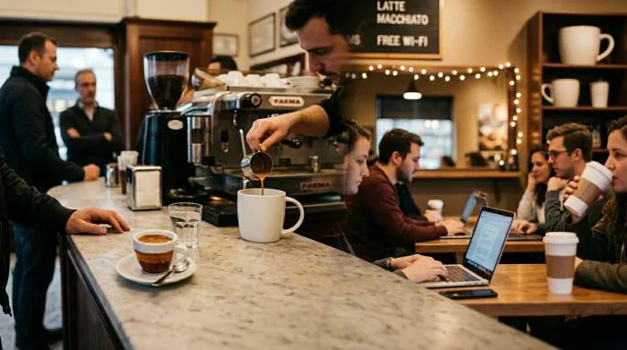 Confronto culturale tra espresso italiano e caffetteria americana moderna