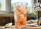 Fluffy Soda con marshmallow cremoso sulle pareti del bicchiere ghiaccio e soda frizzante