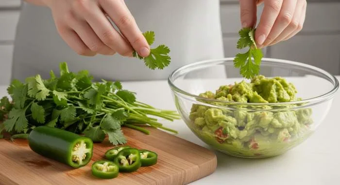 Guacamole personalizzato con coriandolo e peperoncino serrano fresco