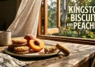 Kingston biscuits australiani con ripieno al cioccolato serviti insieme a pesche fresche e mature