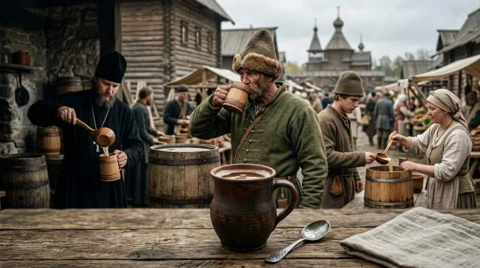 Kvas consumato nella Russia del XVII e XVIII secolo come bevanda popolare