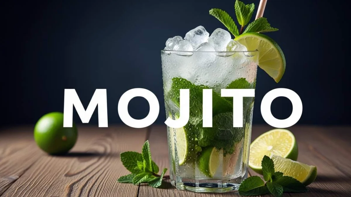 Cocktail mojito cubano con menta fresca, lime e ghiaccio tritato in un bicchiere alto