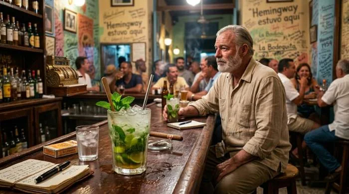 Mojito cubano associato ai bar storici dell’Avana frequentati da Hemingway
