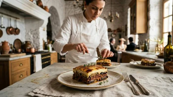 Moussaka greca con besciamella, innovazione di Tselementes