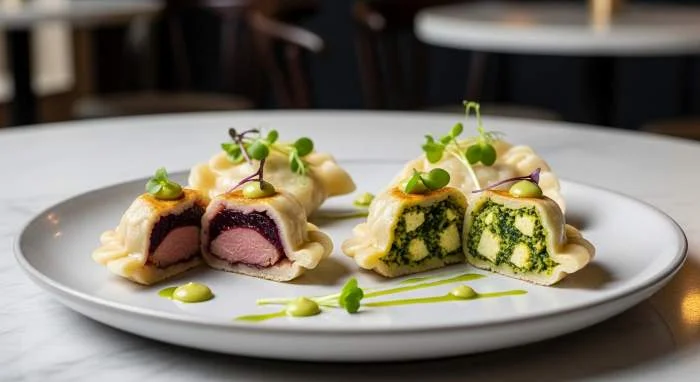 Pierogi gourmet con ripieni creativi presentati al Festiwal Pierogów di Cracovia