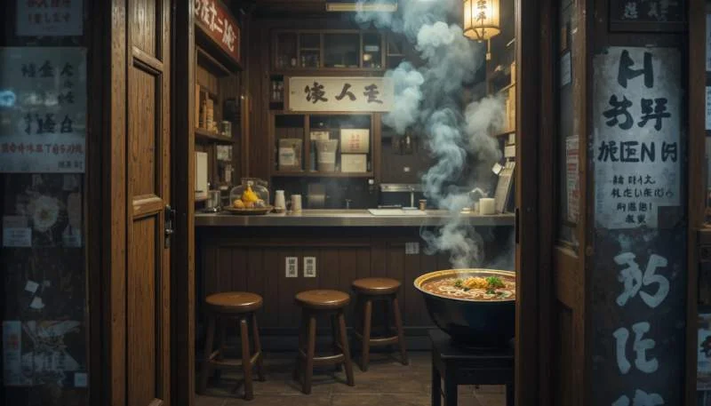 Ramen servito in un ramen-ya che rappresenta gli stili regionali giapponesi