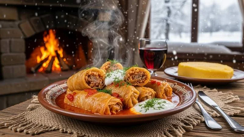 Sarma tradizionali avvolte in foglie come piatto condiviso tra imperi