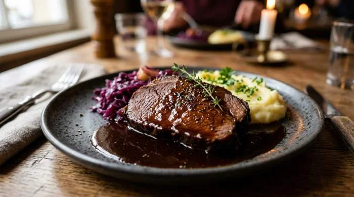 Sauerbraten brasato salsa elegante