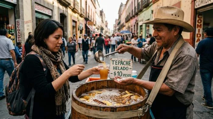 Venditore di tepache per strada a Città del Messico