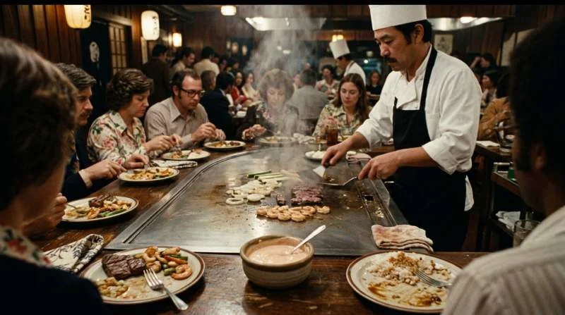 Salsa Yum Yum servita durante una cena teppanyaki in un ristorante giapponese-americano degli anni Settanta