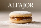 Alfajor argentino classico: due cialde friabili con ripieno di dulce de leche e copertura di zucchero a velo
