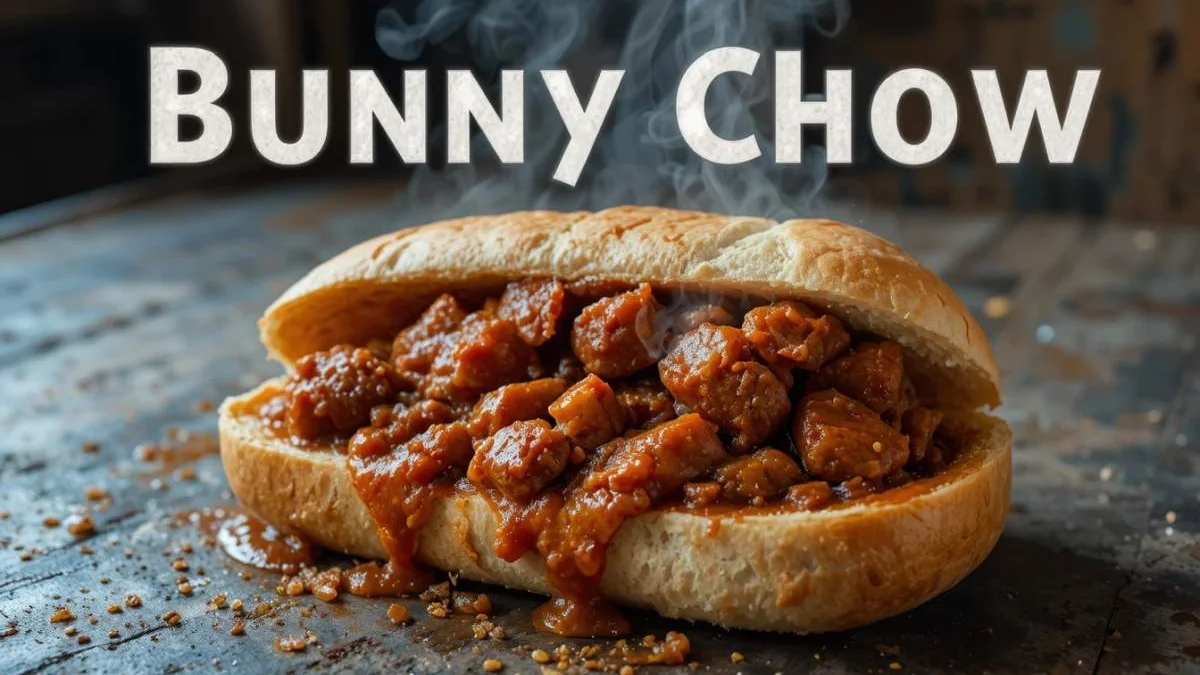 Bunny chow sudafricano con curry servito all'interno di una pagnotta scavata, simbolo di street food nato durante l'Apartheid