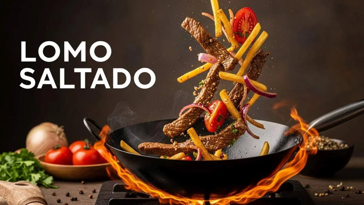 Lomo saltado peruviano con manzo saltato, cipolle e patatine fritte