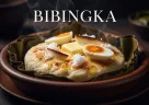 Bibingka filippina soffice servita su foglia di banana con cocco grattugiato