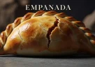 Empanada argentina ripiena di carne, uova e olive con bordo pinzato dorato