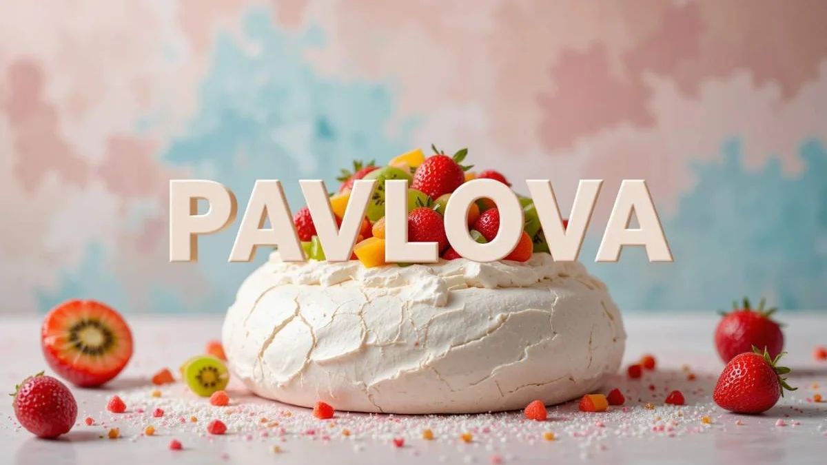 Pavlova decorata con panna montata e frutti di bosco, dolce iconico conteso tra Australia e Nuova Zelanda