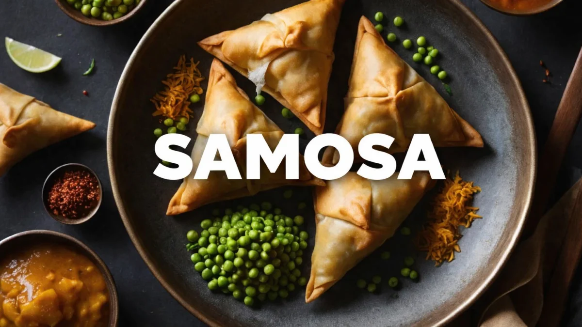 Samosa croccanti ripiene di patate speziate servite con salsa chutney, simbolo della cucina indiana e della diaspora globale