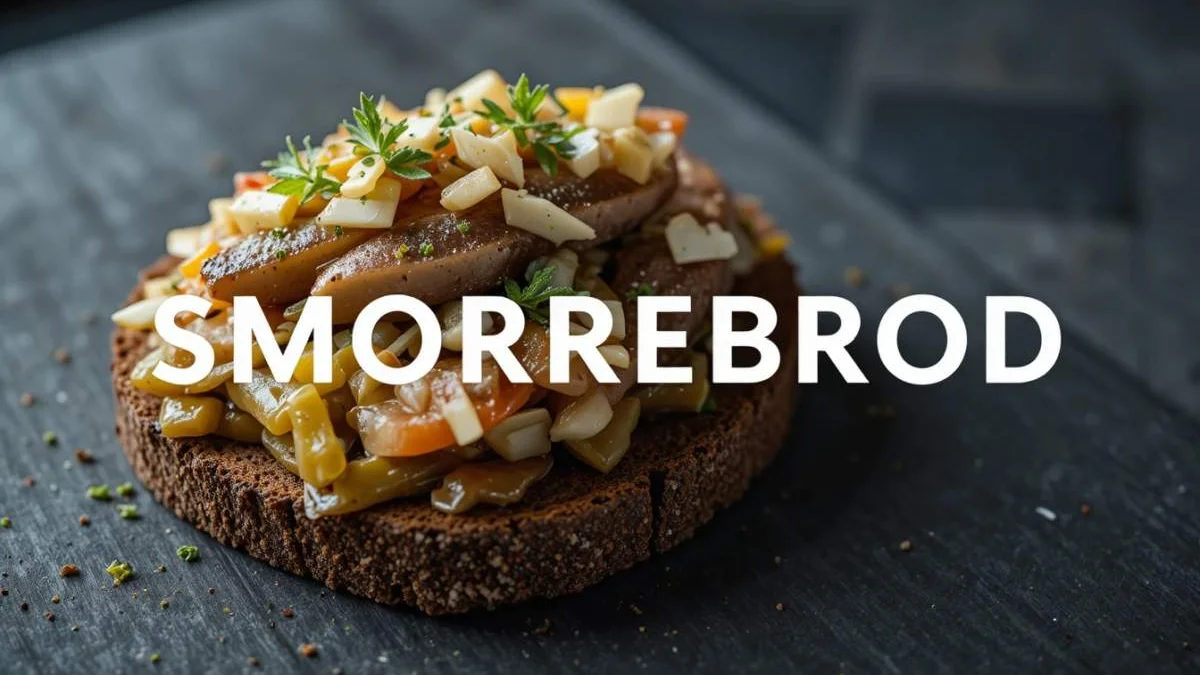 Smørrebrød danese: pane di segale con aringa marinata, uovo sodo e cetriolini, disposti con ordine secondo la tradizione nordica