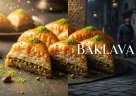 Baklava a strati con pistacchi e miele su un vassoio tradizionale, simbolo di condivisione e festa