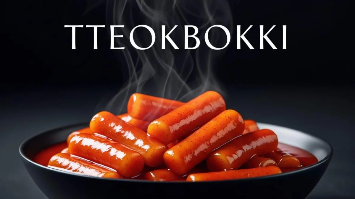 Tteokbokki coreano con gnocchi di riso immersi in salsa rossa piccante