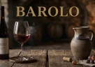 Calice di Barolo elegante accanto a elementi rustici che rappresentano la trasformazione da vino contadino a lusso
