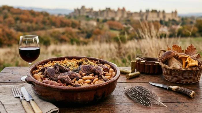 Cassoulet di Carcassonne con pernice e ingredienti stagionali autunnali