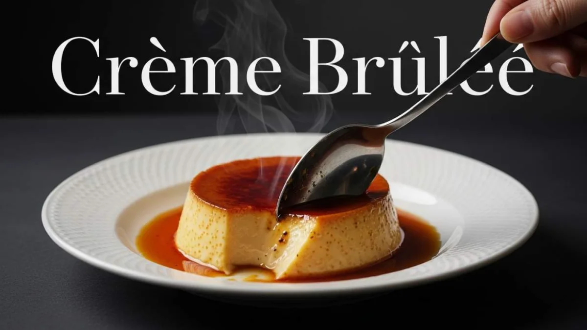 Crème brûlée francese con superficie di caramello croccante appena caramellato