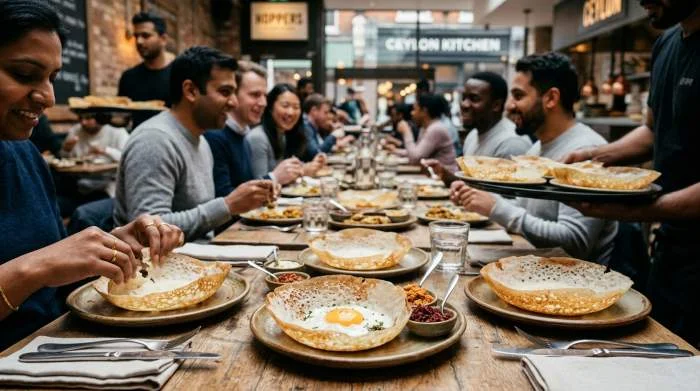 Hoppers diffusi nelle città globali grazie alla diaspora singalese