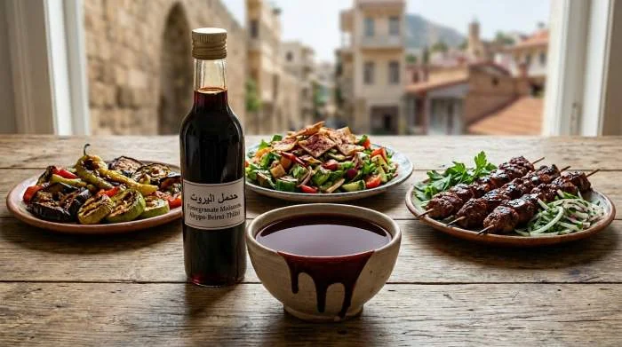 Melassa di melograno diffusa nelle cucine regionali di Aleppo, Beirut e Tbilisi