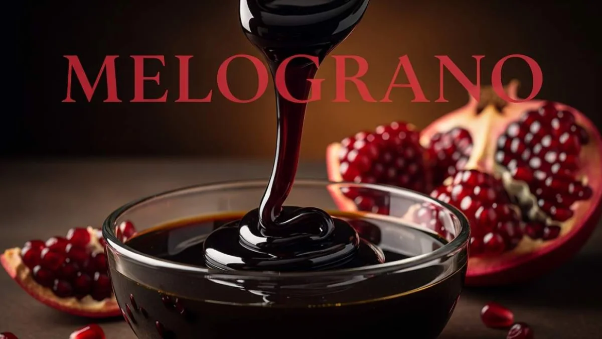 Melassa di melograno turca dal colore scuro servita in un recipiente tradizionale