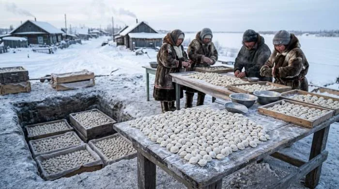 Pelmeni siberiani conservati nel gelo estremo del permafrost