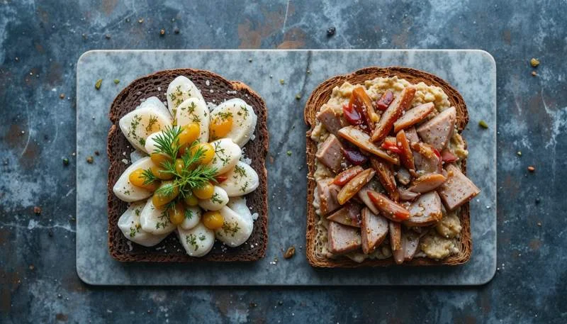 Smørrebrød danese in varianti costiere e rurali con pesce e carne
