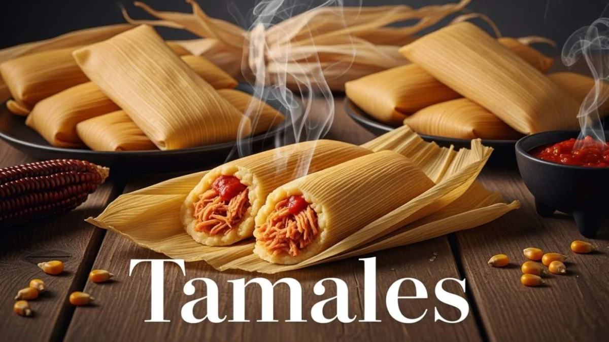Tamales messicani avvolti in foglie di mais serviti come piatto tradizionale