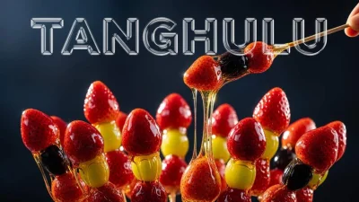 Tanghulu con frutta caramellata ricoperta da uno strato brillante e croccante