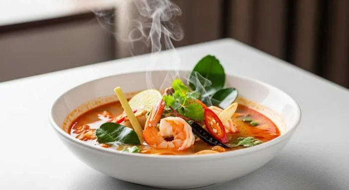 Tom yum servito come simbolo globale della cucina thailandese