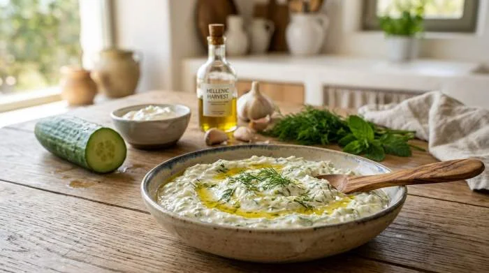 Tzatziki tradizionale con yogurt, cetriolo fresco e aglio