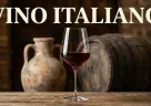 Calice di vino rosso con anfora romana e botti sullo sfondo che rappresentano l’evoluzione del vino italiano