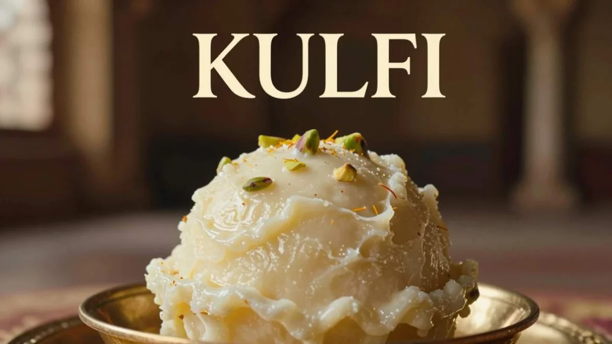 Kulfi indiano al pistacchio servito come gelato tradizionale su stecco