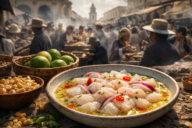 Ceviche Peruviano Nel Mercato Storico Di Lima